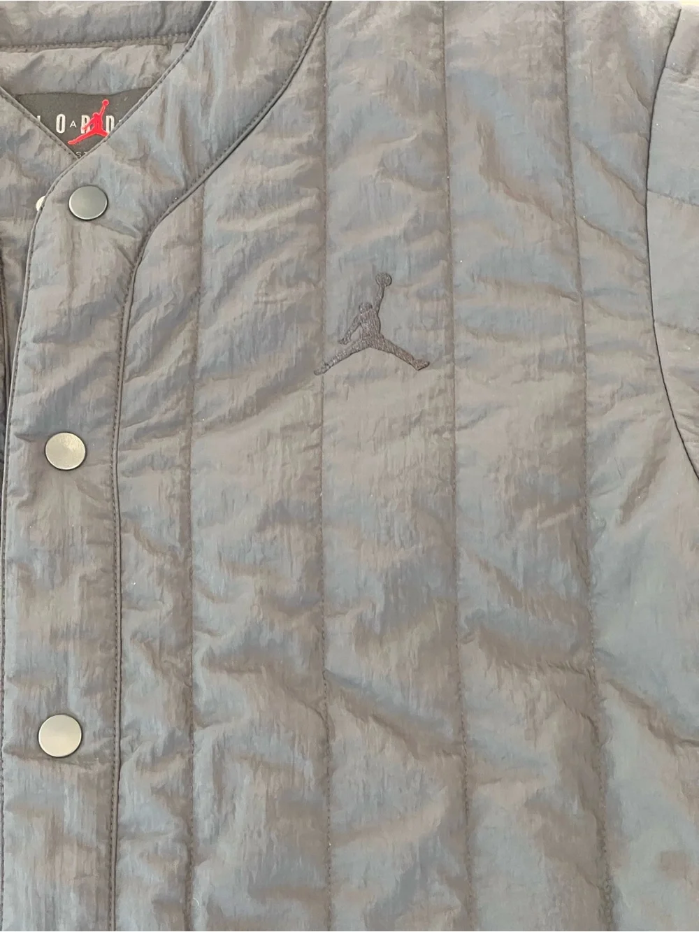 NWT Jordan Flight Quilted snap baseball jersey Jacket in Black